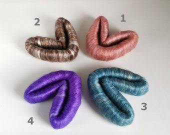 Hand Blended Merino Wool Tussah Silk Rolags: Spinning & Felting Fiber (30g/1.05oz)
