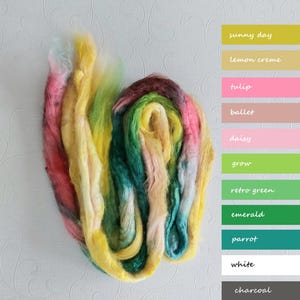 Hand Dyed Tussah Silk Roving – FRUIT JELLY 0.88oz/25g Fiber for Your Handcrafts, Rolags Carding, Spinning, Needle or Nuno Felting, Fiber Art