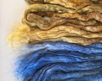 Handgefärbte Tussah Seidenfaser - Luxusmischung zum Filzen, Spinnen, Textilkunst