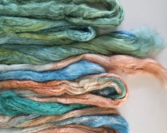 Hand Dyed Tussah Silk Fiber – Artisan Silk for Felting, Spinning, Textile Art