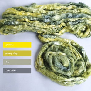 Hand Dyed Tussah Silk Roving – LEMON in the DusT 0.88oz/25g Fiber Your Handcrafts, Rolags Carding, Spinning, Needle  Nuno Felting, Fiber Art