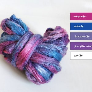 Hand Dyed Tussah Silk Roving – SUNRISE colors 0.88oz/25g Fiber for Your Handcrafts, Rolags Carding, Spinning, Needle Nuno Felting, Fiber Art