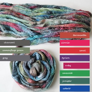 Hand Dyed Tussah Silk Roving – VIBRANTColor 0.88oz/25g Fiber for Your Handcrafts, Rolags Carding, Spinning, Needle - Nuno Felting, Fiber Art