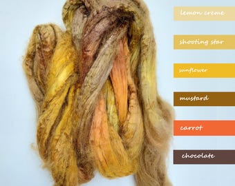 Hand Dyed Tussah Silk Roving – Latte Coffee Fiber (1.05oz/30g)