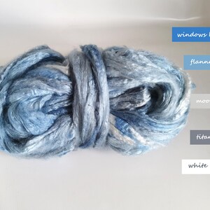 Hand dyed Tussah silk roving –CLOUD of Happiness 0.88oz(25g) fiber for your handicrafts, suitable for rolags carding, spinning, nuno felting