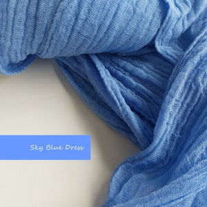 Hand Dyed Sky Blue Cotton Gauze Fabric: Nuno Felting, Wedding Decor (35.4&quot; Wide)