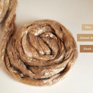 Hand Dyed Tussah Silk Roving – Wilderness Sand 0.88oz/25g Fiber Your Handcrafts, Rolags Carding, Spinning, Needle or Nuno Felting, Fiber Art