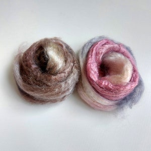 Hand Dyed Tussah Silk Roving – MIX Colors Fiber for Your Handcrafts, Rolags Carding, Spinning, Needle or Nuno Felting, Fiber Art