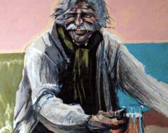 Aldo Luongo - Szary sweter - Litografia z autografem, rocznik 1980, limitowana edycja, wydruk artystyczny z inskrypcją