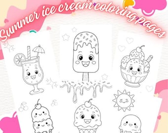 Ice Cream Coloring Pages 1-6, For Kids.