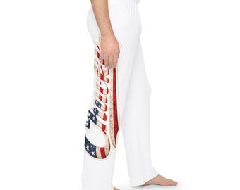 Pantalones de pijama con estampado patriótico de bastón de caramelo / Pijama con rayas de la bandera estadounidense