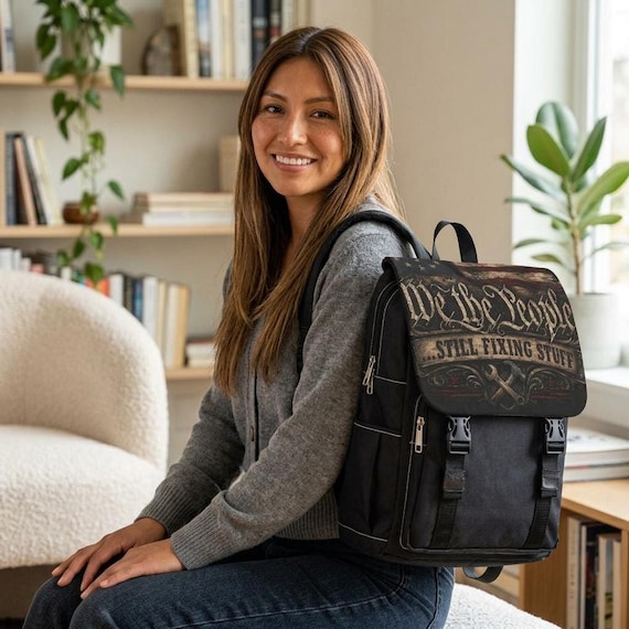 1776 Backpack, Distressed American Flag Graphic with Multiple Compartments