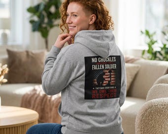 No Chuckles Fallen Soldier zip hoodie | military remembrance, flag silhouette