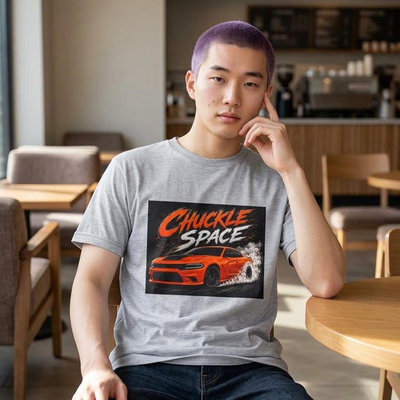 Muscle Car T-Shirt, Retro Racing Graphic with Chuckle Space Design