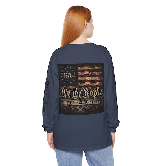 We The People Long Sleeve Shirt • Distressed American Flag Tee, 1776 Patriotic Apparel