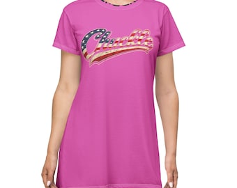 Vestido camiseta con estampado clásico de la bandera de EE. UU. y diseño de animadora / Estampado integral