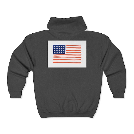 Hand-Painted American Flag Zip Hoodie • Patriotic 1776 Sweatshirt, USA Pride Apparel