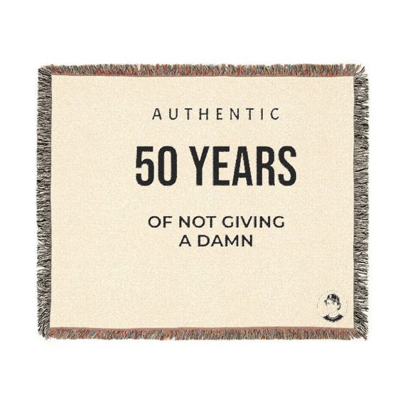 Woven Throw Blanket, 50 Years Not Giving A Damn, Milestone Birthday Decor