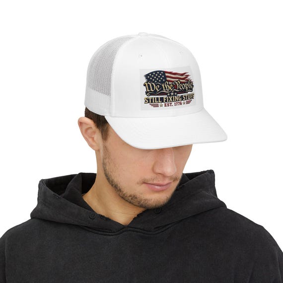 We The People Trucker Cap | Distressed American Flag Snapback Hat