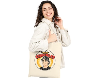 Bolso tote Shop With Chuckles / Bolso tote de lona con logo retro de dibujos animados