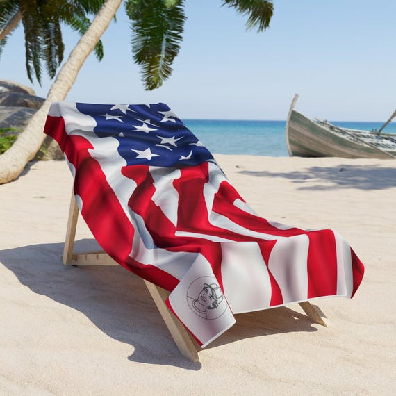 American Flag Towel, Oversized Beach for Pool and Boat