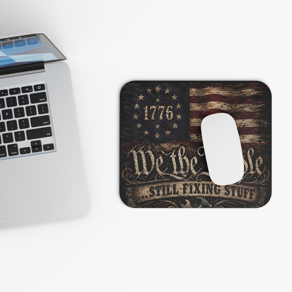 We The People Mouse Pad | Distressed American Flag Desk Mat | Patriotic Home Office Accessory