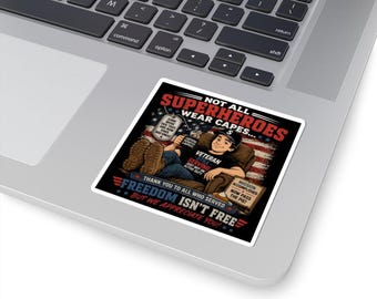 Veteran Superhero Kiss-Cut Sticker, Freedom Isn't Free Vinyl Decal