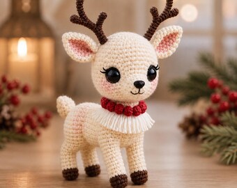 Amigurumipatroon gehaakt rendier | Kawaii hert pluche pdf, kerstdecor