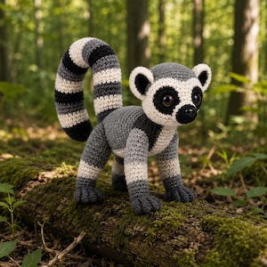 Virkat lemurmönster PDF | Handledning för realistisk ringstjärtad amigurumi-plysch (digital nedladdning)