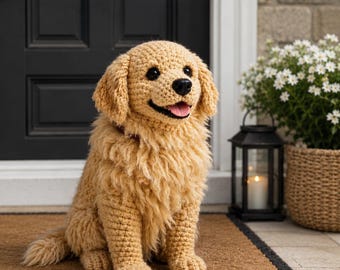 Handmade Crochet Golden Retriever Plush Toy | Amigurumi Dog Decor, Realistic Puppy Gift