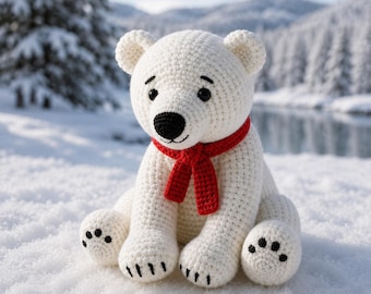 Crochet Polar Bear Amigurumi Pattern | Winter Plush Toy PDF (Christmas Decor)