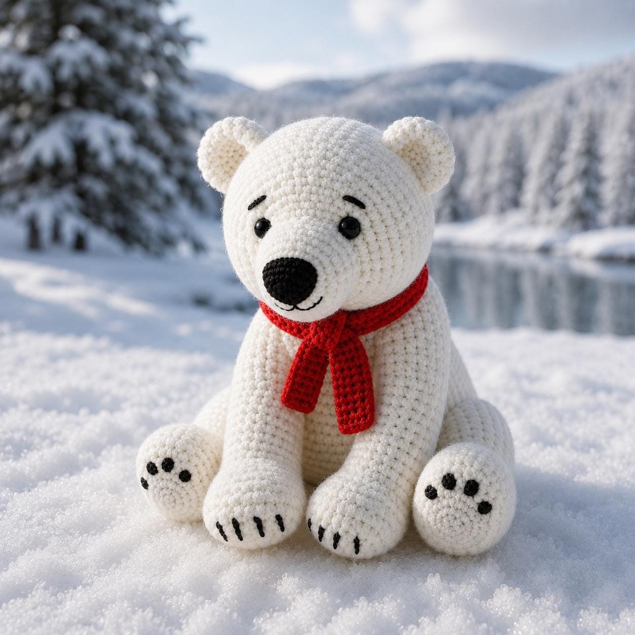 Crochet Polar Bear Amigurumi Pattern Winter Plush Toy