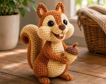 Crochet Squirrel Pattern PDF | Woodland Amigurumi, Acorn Toy, Nursery Decor (Digital Download)