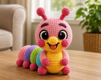 Crochet Caterpillar Pattern PDF | Rainbow Amigurumi Plush Tutorial (Digital Download)
