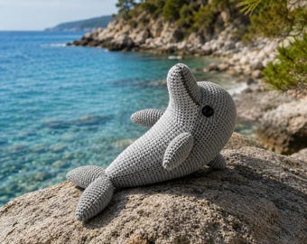 Patrón de delfín a crochet en PDF / Tutorial de amigurumi de delfín / Patrón de animal marino a crochet / Regalo de peluche marino para hacer tú mismo