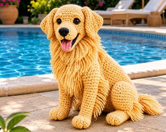 Patrón de ganchillo realista de Golden Retriever / Tutorial de perro amigurumi (Descarga en PDF)