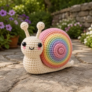 Snail Crochet Pattern PDF | Cute Amigurumi Snail Pattern | Rainbow Shell Crochet Tutorial | Kawaii Plush | Digital Download