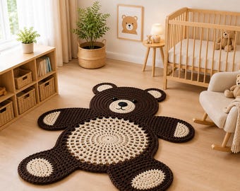 Crochet Teddy Bear Rug Pattern | Animal Floor Mat Nursery Tutorial (PDF Pattern)