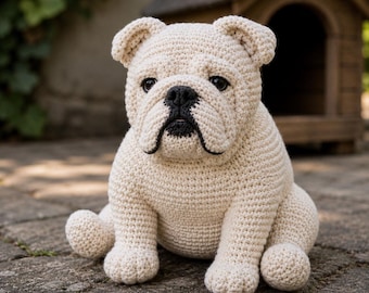 Patrón de ganchillo para bulldog inglés / Peluche de cachorro amigurumi (descarga en PDF)