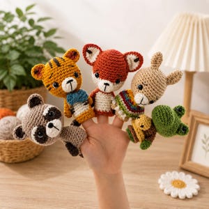 Crochet Animal Finger Puppets Set | Woodland Amigurumi Toys for Kids' Storytelling