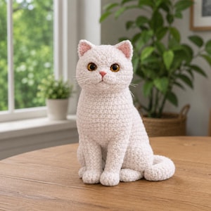 White Cat Crochet Pattern PDF | Amigurumi Cat Pattern | Realistic Kitten Crochet Tutorial | Plush Cat PDF | Digital Download