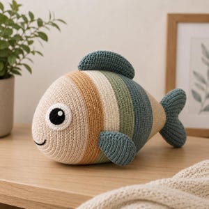 Gehaakt vispatroon pdf | Zelfstudie amigurumi-visknuffel | Gehaakt oceaandier | Cadeau kinderkamerdecoratie | DIY-haakspeelgoed