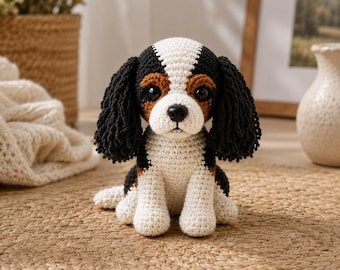 Patron au crochet Cavalier King Charles | Tutoriel sur la peluche pour chien Amigurumi (téléchargement PDF)