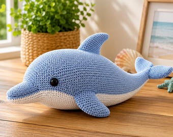 Patrón de amigurumi de delfín realista a crochet / Peluche de animal marino (PDF)