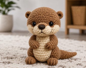 Patrón de amigurumi de nutria a crochet / Peluche realista de animal marino (descarga en PDF)