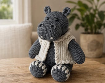 Patrón de ganchillo de hipopótamo en PDF / Tutorial de amigurumi de hipopótamo (descarga digital)