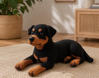 Patrón de ganchillo de Rottweiler realista en PDF / Juguete de perro amigurumi, peluche de cachorro (descarga digital)
