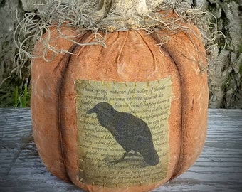 Primitive Rag Stuffed Pumpkin ~ Primitive Pumpkin ~ Primitive Fall Decor ~ Thanksgiving Decor ~ Fall Table Sitter ~ Primitive Home Decor