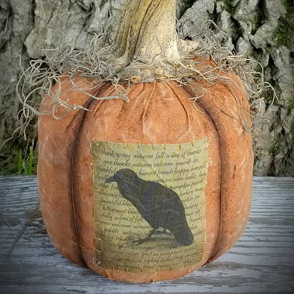 Primitive Rag Stuffed Pumpkin ~ Primitive Pumpkin ~ Primitive Fall Decor ~ Thanksgiving Decor ~ Fall Table Sitter ~ Primitive Home Decor