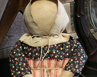 Primitive Prarie Stump Doll - Pilgrim Doll - Primitive Home Decor - Folk Art Doll - Prim Doll - Make Do - Cupboard Tuck ~Teired Tray Decor